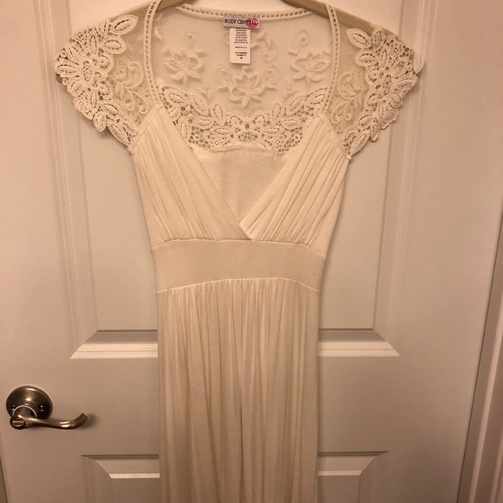 Lace Cut Out Ivory Dress